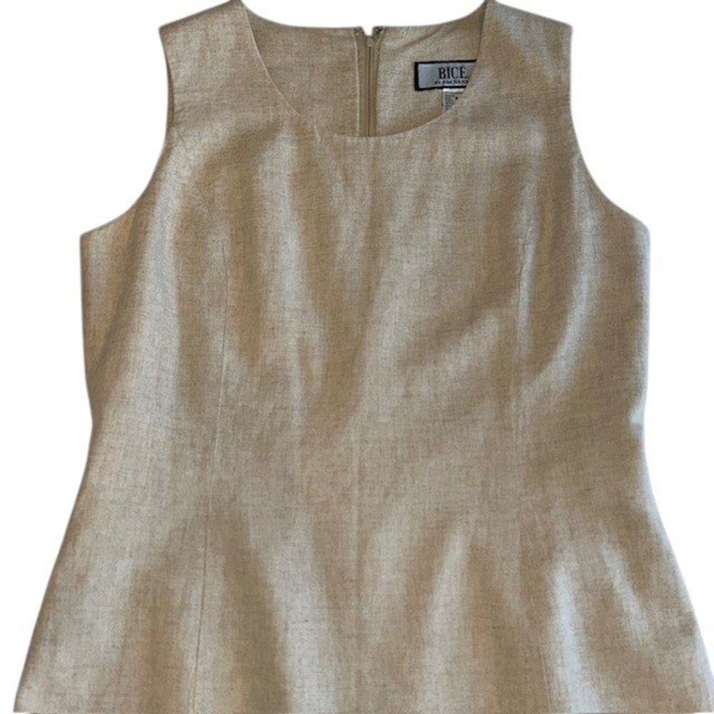 Bice Sag Harbor Dress 55% Linen Sleeveless Sheath Career Party Beige Dress Sz‎ 8 - Picture 5 of 13